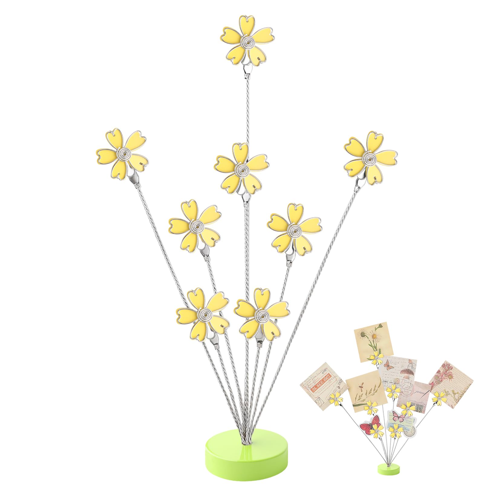 Photo 1 of *******Photo reference****** 8-Branch Photo Tree Holder with Clips,Family Money Tree Picture Frame Stand,Yellow Sakura Gift Card Holder for Cards, Notes, Memos, Wedding Photos, Office Desk and Home Decor
