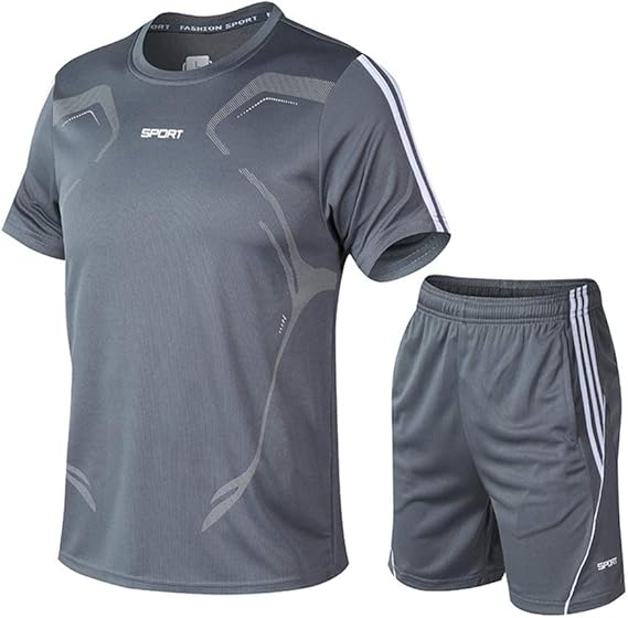 Amazon スポーツウェア メンズ 半袖 上下セット ジャージ セットアップ トレーニングウェア 半袖 シャツ メンズ 夏服 ランニングウェア アクティブウェア ジム 薄手 通気性 速乾性 部屋着 ルームウェア ジャージ上下セット 通販