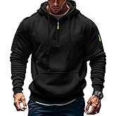 TRFIC Men's Fleece Workout Athletic Pullover Hoodie Long Sleeve Basic Quarter Zip Pullover Sweatshirt with Kanga Pocket