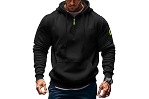 TRFIC Men's Fleece Workout Athletic Pullover Hoodie Long Sleeve Basic Quarter Zip Pullover Sweatshirt with Kanga Pocket