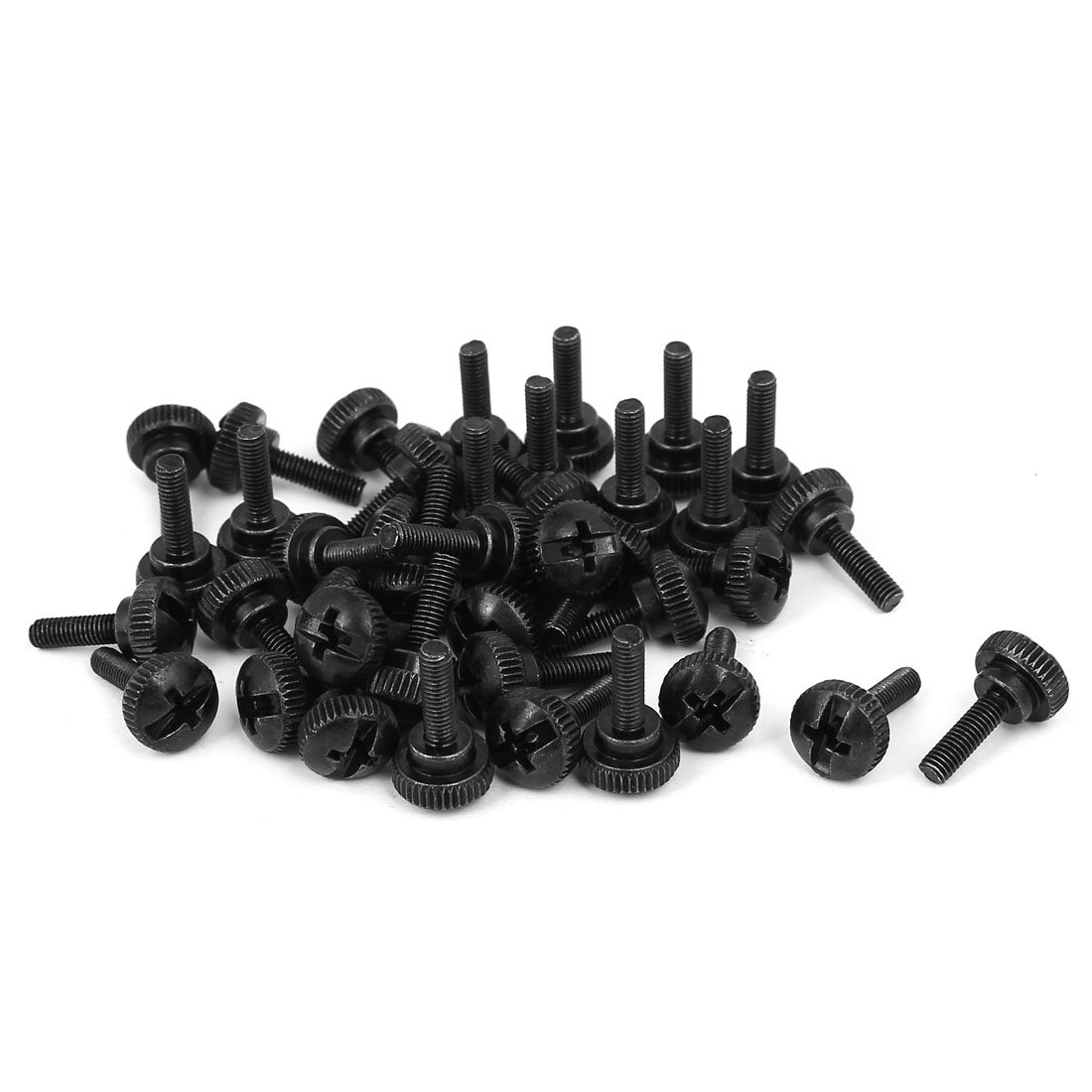 Sourcingmap M3 x 10mm Knurled Phillips Head Thumb Screw Black 40pcs for Computer PC Case