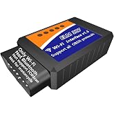 WiFi ELM327 OBD2 Adapter WiFi ELM 327 OBD Scanner for Universal 12V Vehicle | Diagnostic Tool OBD Car Fault Code Scanner Reader Interface Dongle Connector for Android iOS iPhone for Universal APPs Torque