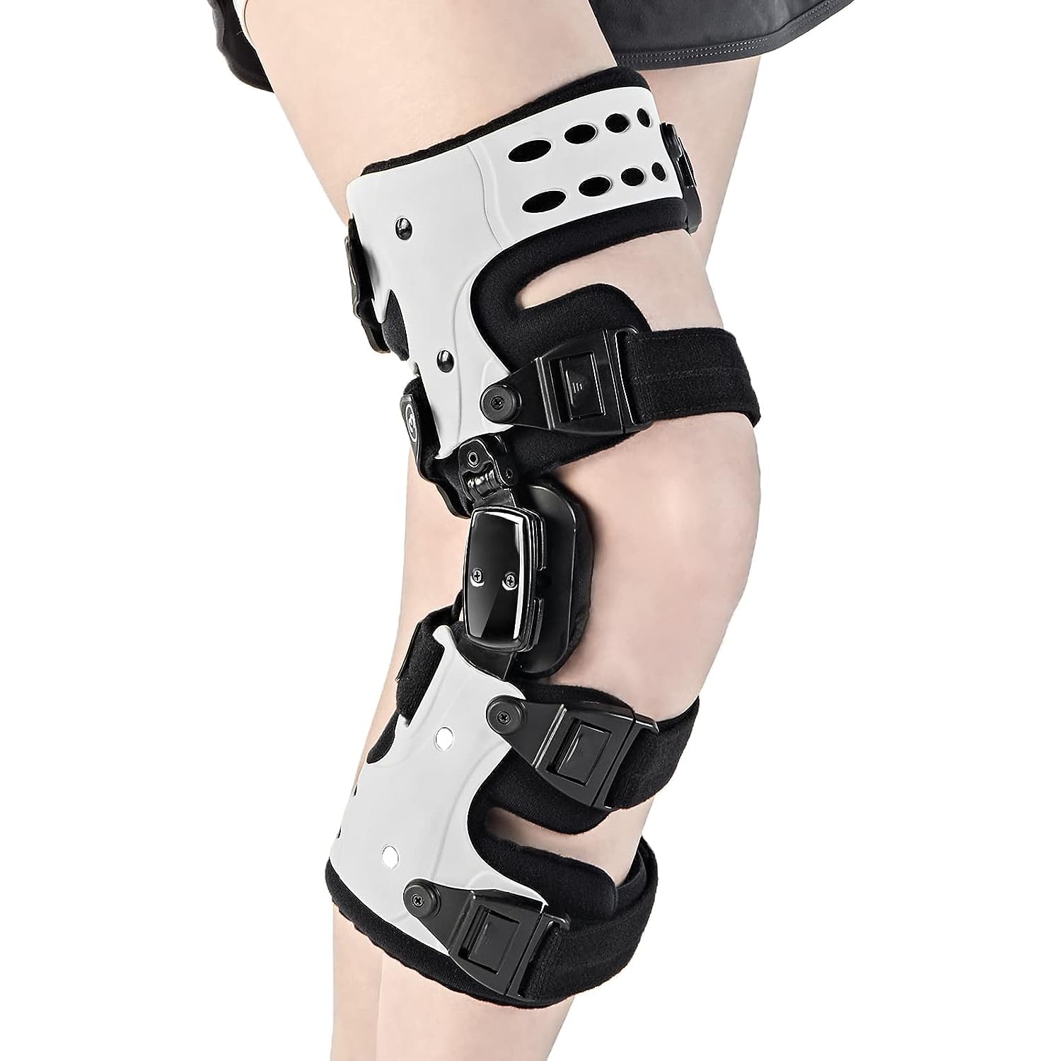 Photo 1 of RISURRY OA Unloader Knee Brace - Arthritis Pain Relief, Osteoarthritis, Bone on Bone Knee Joint Pain, Cartilage Defect Repair, Avascular Necrosis Hinged, Lateral Degeneration (White Right)