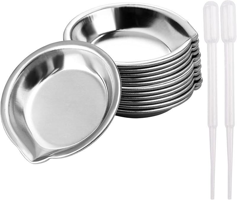 Lanjue 12 Pcs Stainless Steel Makeup Mixing Palette & 2 Droppers 5cm
