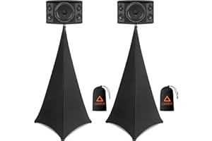 GISEO Speaker Stand Cover - DJ Tripod Skirt Skrim With Travel Bag for Lighting Stage (Black)
