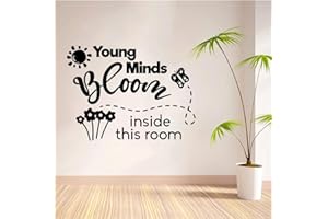 ALL THINGS VALUABLE Young Minds Bloom Classroom Wall Decals Stickers Education Educational Quotes for Teachers Students School Room Nursery Kindergarten Library Home Art Decals Wall Art Vinyl Decoration Size (22x30 inch)