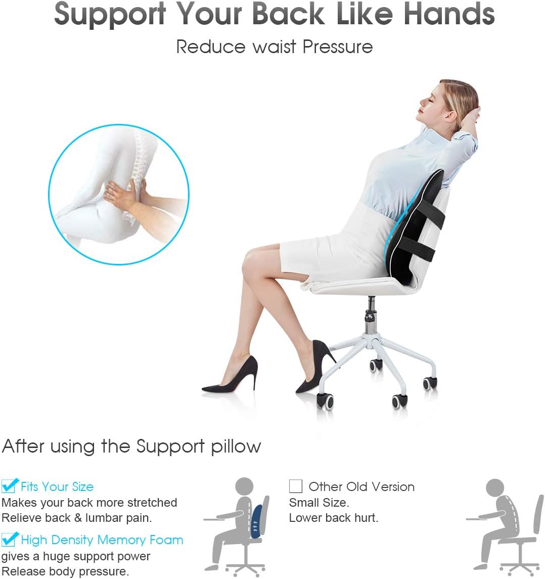 HOKEKI Lumbar Support Pillow, Meets The Ergonomic Memory Foam Lumbar Pillows, Breathable 3D Mesh Back Cushion, Suitable for Car Seat/Computer Chair/Office Chair and Wheelchair (Black): Home & Kitchen