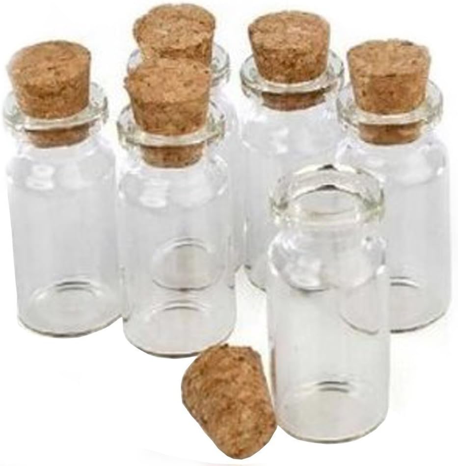 Package of 146 Small Mini Glass Jars with Cork Stoppers
