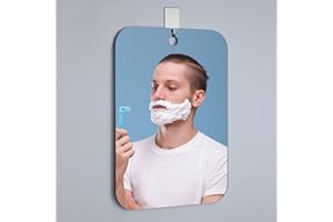 canhard Shatterproof Larger Shower Mirror for Shaving Mirror for Shower,10.84x8 inch Than Original,Unbreakable Deluxe Plexiglass Makeup Mirror,Largest Bathroom Wall Hanging,Handheld Camping