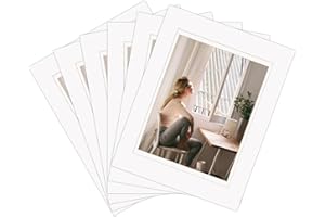 ZBEIVAN Double Mats for 8x10 Photos, Prints, and Artwork - White Over White 11x14 With White Core Bevel Cut (6 8.5x11 Opening