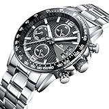 Mens Chronograph Stainless Steel Watches Men Waterproof Date Calendar Luxury Casual Analogue Wrist Watch