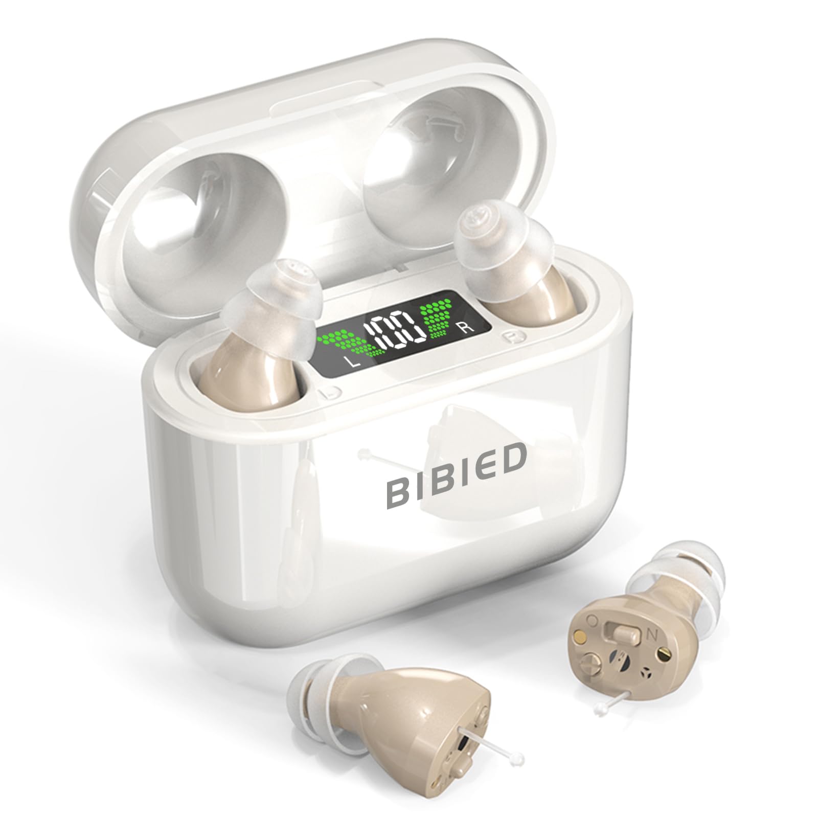 Photo 1 of BIBIED Virtually Invisible OTC Hearing Aids for Mild to Moderate Hearing Loss, Perfected Ergonomics Completely In-Ear Hearing Aids for Seniors with Long-Lasting Battery, Smart Noise Cancellation
