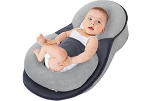 ZJTMJN Baby Lounger Pillow for Infant Support Cushion Reflux Breastfeeding Pillow (Grey), Bottle Feeding, Tummy Time