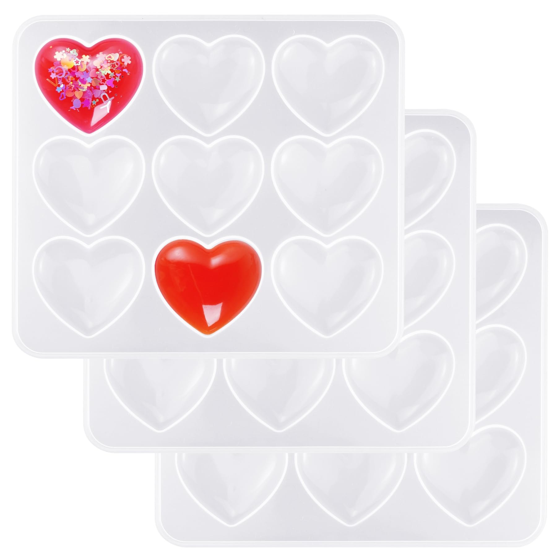 Photo 1 of HOVEOX 3 Pieces Heart Shape Resin Molds Epoxy Molds Silicone Molds for Resin Heart Resin Molds for Craft Making (3)