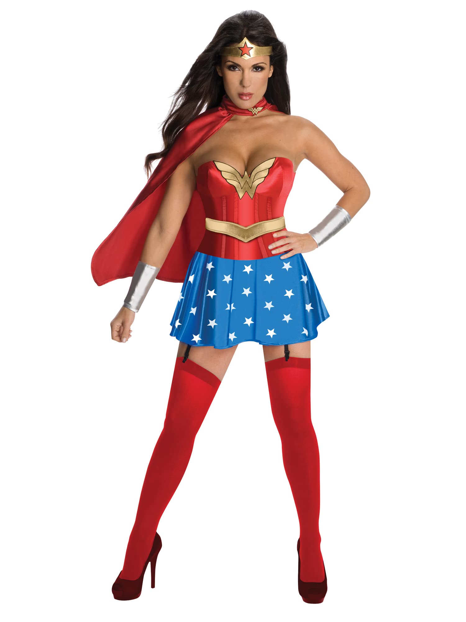 Photo 1 of ***Mising skirt*Rubies Women's DC Comics Wonder Woman Corset and Skirt Costume with Cape, Red/White/Blue, for Themed Parties and Halloween