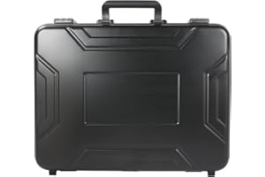 urecimy Black Briefcase for Men, 15.6 Inch Business Laptop Aluminum Case,lawyers Document Box with Lock, Money Briefcase for Cash, Fireproof File Organizer, Hard Shell Briefcase (18.1X13.8X4.5 Inch)