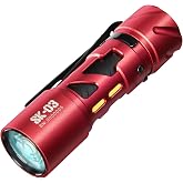 LOOP GEAR SK03 Small EDC Flashlight with 6 Mode &amp; 4 Detachable Color Filter | 1000Lumens USB-C Rechargeable LED Flashlight with Pocket Clip for Camping, Hiking &amp; Emergency - Red