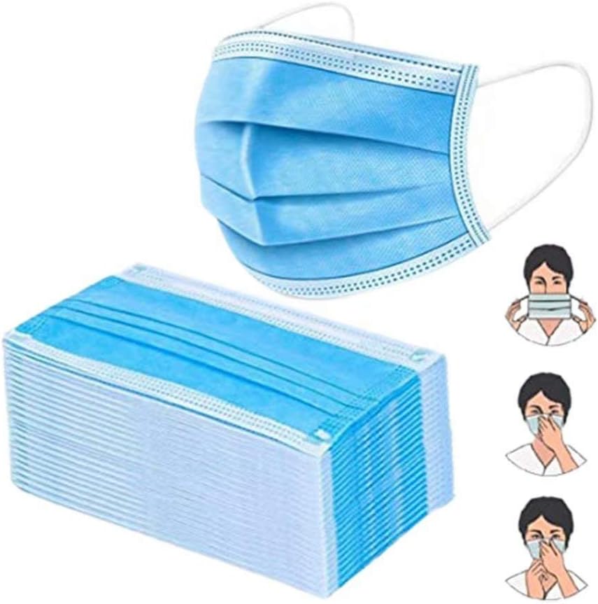 Unisex Face Shield with Elastic Ear Loops 3 layers Breathable Dust-proof Personal Health Protection Blue 30 PCS