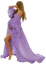 Boho Maternity Dresses for Photoshoot Tulle Robes