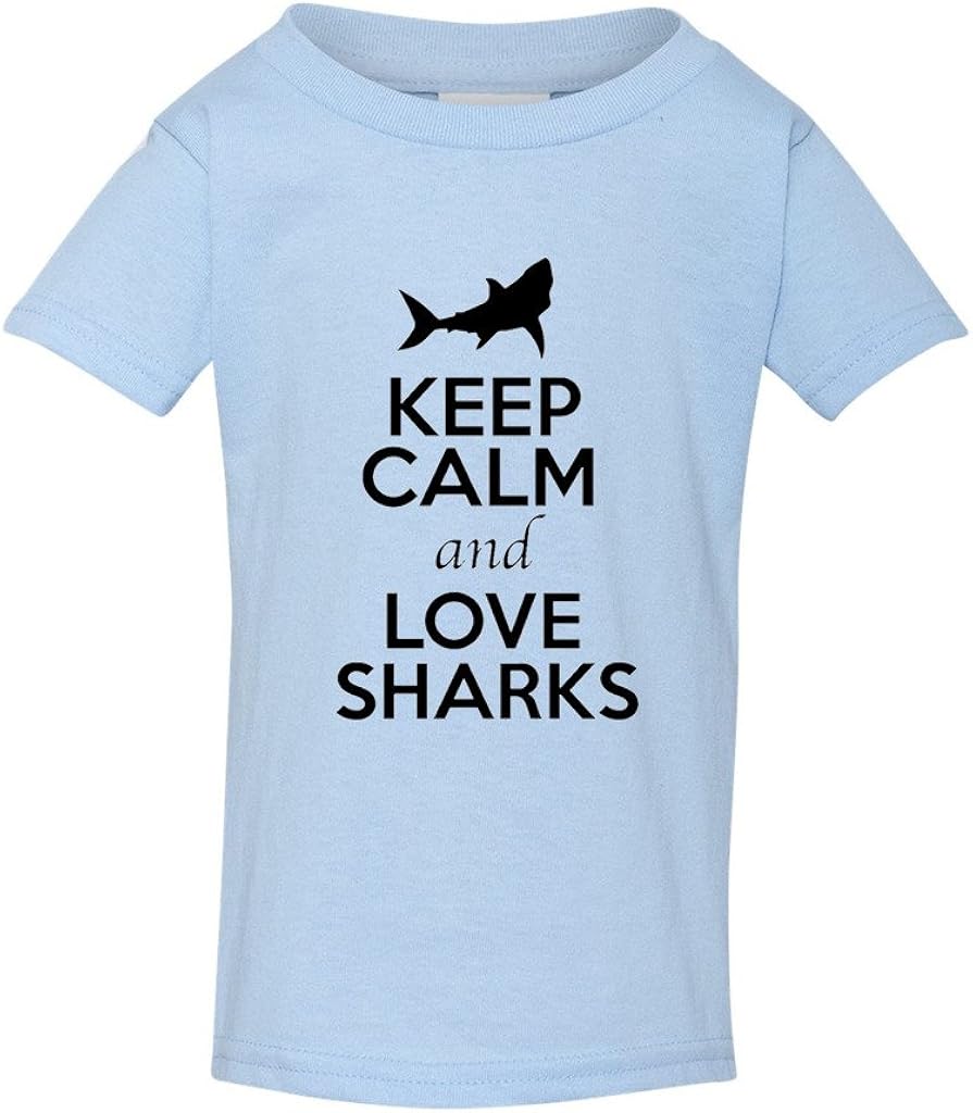 Keep Calm and Love Sharks Fish Animal Lover Toddler Kids T-Shirt Tee