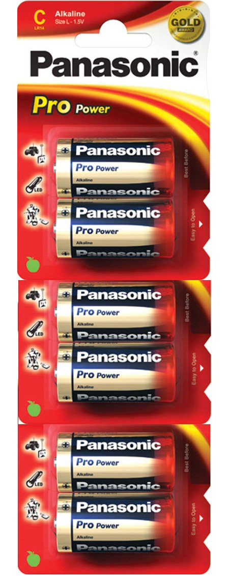 Panasonic Pro Power Gold LR14PPG Alkaline C Batteries 6/pk (LR14, MN1400, AM2)