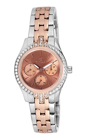 Titan Chronograph Gold Dial Womens Watch - 9968KM01J