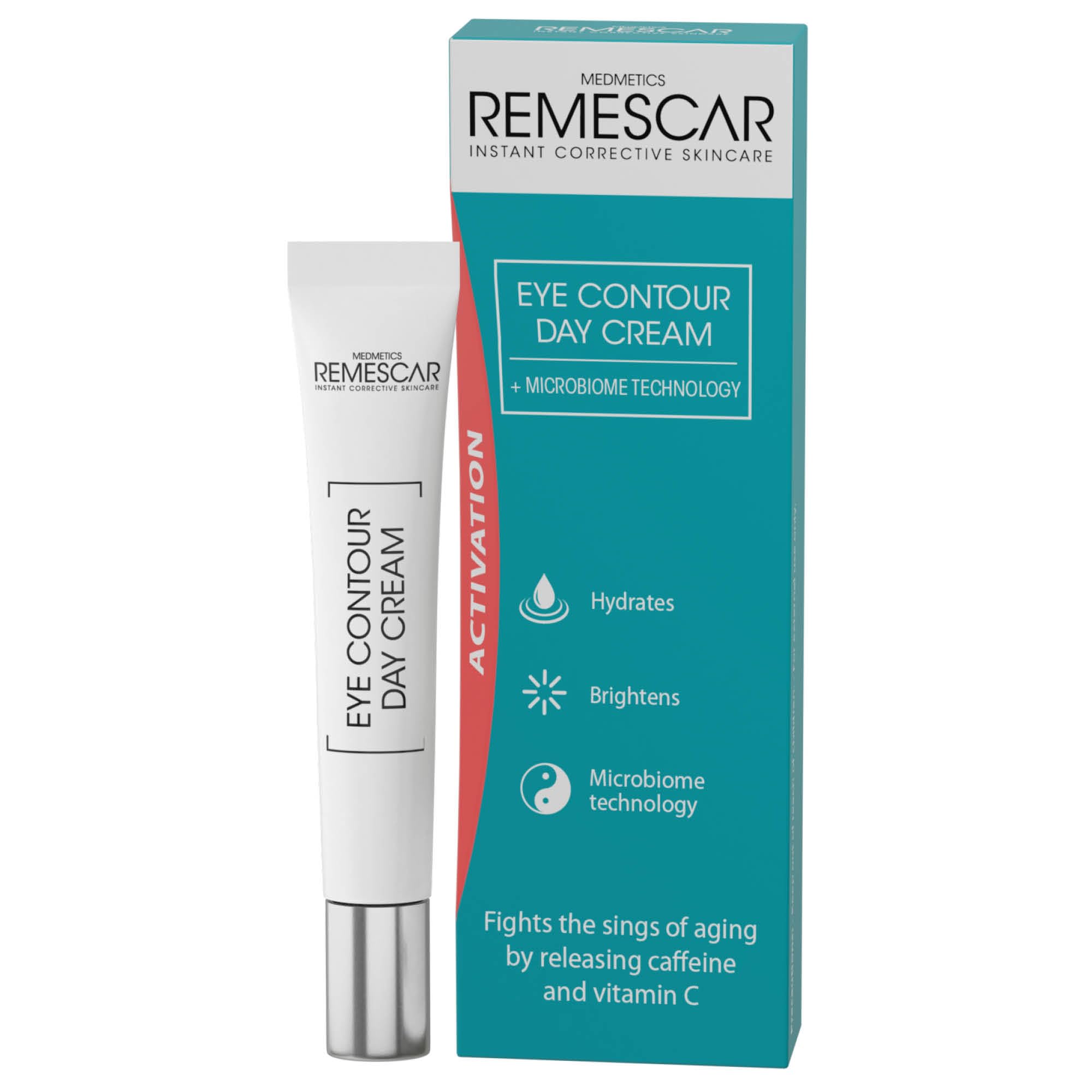Remescar Eye Contour Anti-Aging Day Moisturiser 15ml – Caffeine & Vitamin C to Firm, Smooth & Brighten the Eye Area – Reduces Dark Circles & Puffiness – 300 Uses