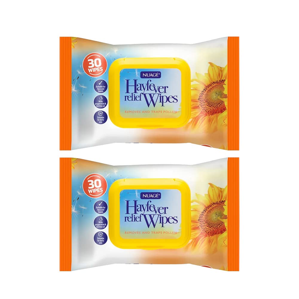 OnlineStreet Nuage Hayfever Allergy Relief Face Wipes & Tea Tree Oil Wipes - Wet Wipes for Adults, Strong Allergy Relief & Cooling Allergy Wipes Helps Trap Pollen & Dust Allergy (Pack of 2)