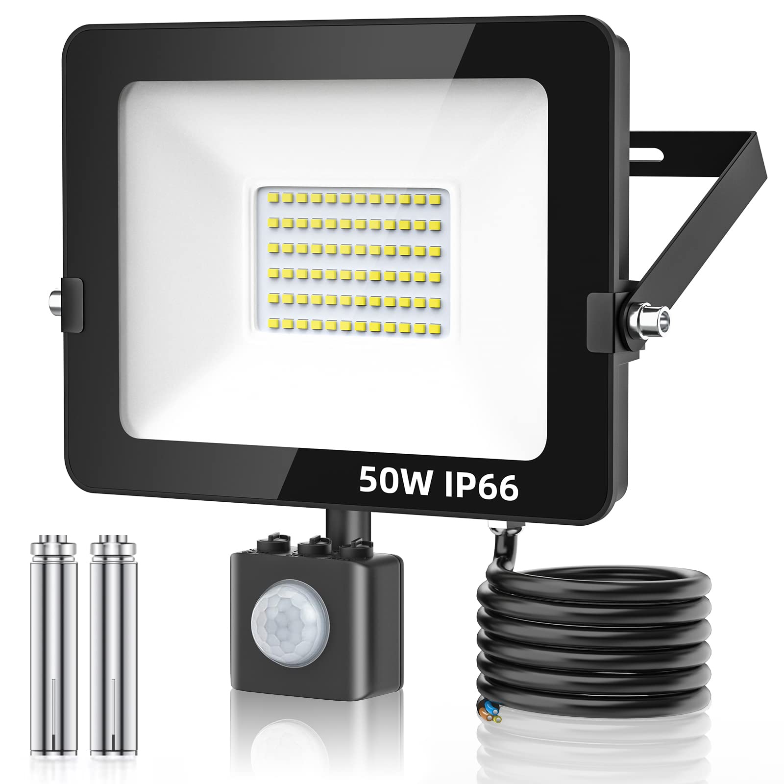 Totofac Motion Sensor Outdoor Security Light, 50W 4750 Lumen LED Floodlights with PIR Sensor, IP66 Waterproof Motion Sensor Outdoor Wall Light with Remote Control for Garden, Backyard — image 1