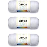 Caron Simply Soft 3-Pack Yarn, 3oz, Gauge 4 Medium Worsted, 100% Acrylic -White - Machine Wash &amp; Dry