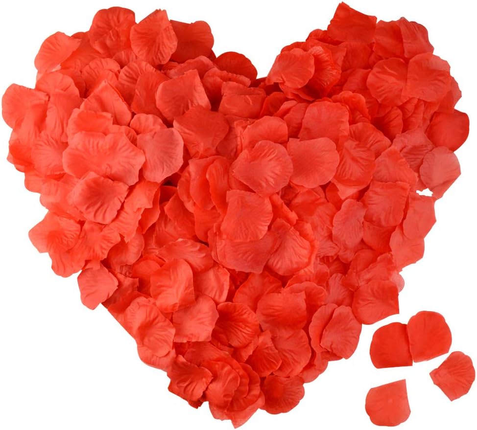 obmwang 2000 PCS Artificial Silk Rose Petals for Wedding Party, Valentine's Day, Anniversary, Home Decoration. Red