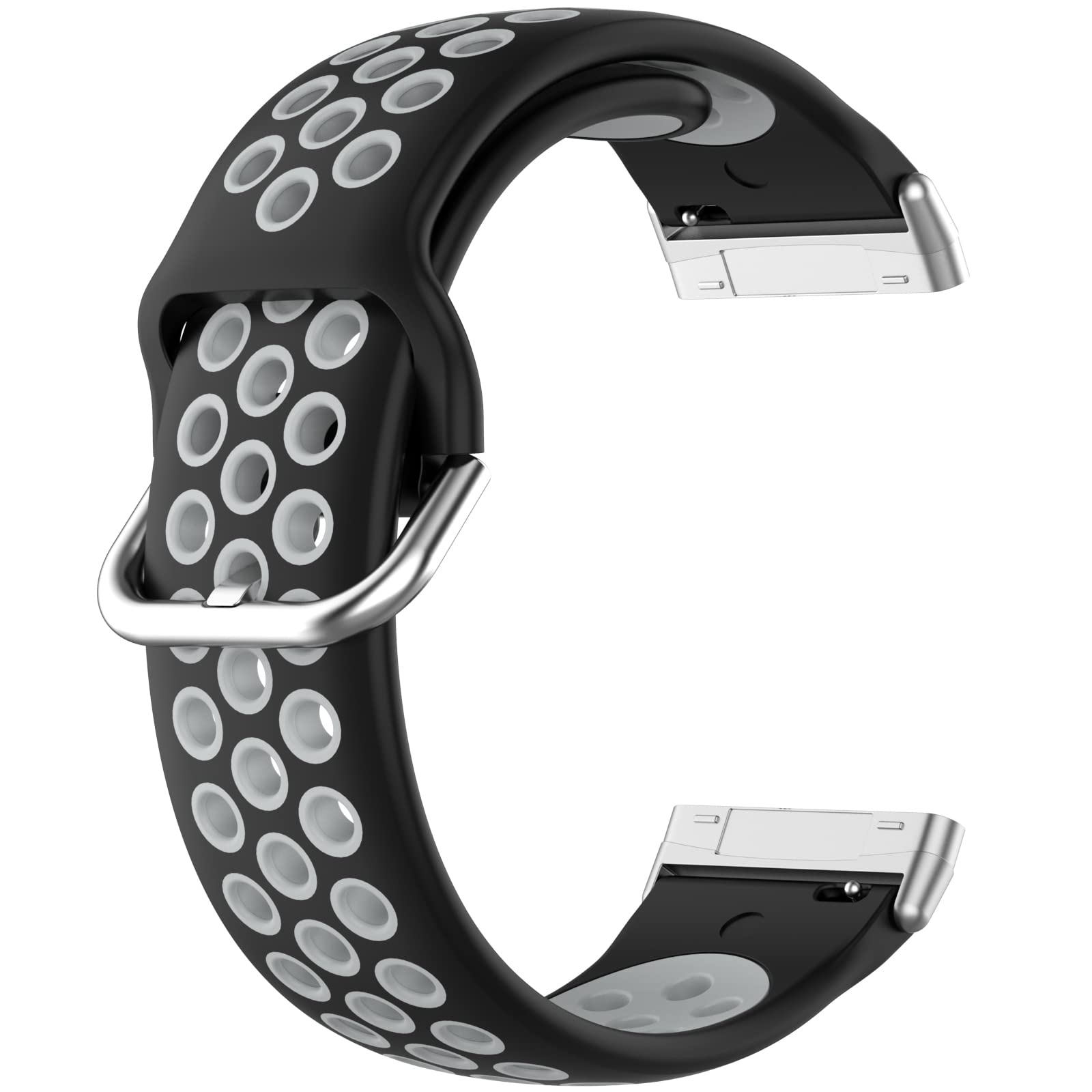 Disscool Replacement Wrist Bands Compatible with Fitbit Versa 4/3, Adjustable Soft Silicone Wrist Strap for Men and Women with Quick Release Compatible with Fitbit Sense(Black+Gery)