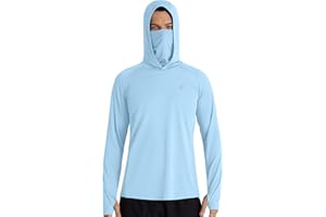 Roadbox UPF 50+ Sun Hoodie Men, Long Sleeve UV Protection Fishing Shirts with Mask, Lightweight Rash Guard for Hiking Outdoor