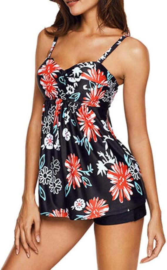 Eternatastic Womens Color Block Rainbow Tankini Swim Dress Two Pieces