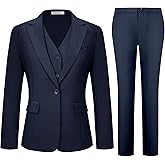 Kelyaa Women's 3 Piece Suit Lady Business Casual Office One Button Slim Fit Blazer Jacket Vest Pants Set