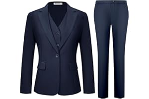 Kelyaa Women's 3 Piece Suit Lady Business Casual Office One Button Slim Fit Blazer Jacket Vest Pants Set