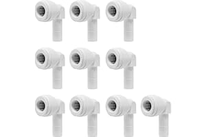 Metpure 3/8" OD Quick Connect Stem Elbow for RO Reverse Osmosis Water Filtration System/Replacement Parts/Other Water Appliances 3/8" OD Quick Connect x 3/8" OD Stem (10 Pack)