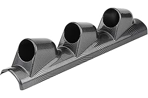 EVGATSAUTO Universal Heavy Duty Racing Sport Gauge Pillar Mount Pod Holder Bracket, Carbon Fiber, Three Hole