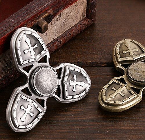 N2N Fidget Spinner - The Crusaders Spinner, Tri-Leaf Gyro of Bronze Alloy with Ceramic Bearing,High Speed Spins, Anxiety Relief Toy (Silver)
