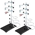 QWORK Laboratory Grade Metalware Set, 2 Pack Lab Support Stand Set with Iron Clamp Holder, Flask Clamp, and Condenser Stand