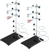 QWORK Lab Support Stand Set &ndash; 2 Sets Adjustable Metal Clamp and Ring Frame for Teaching, Chemistry &amp; Physics