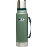 STANLEY Heritage Classic Vacuum 1.1 qt Bottle with Handle, Hammertone Green | Insulated Stainless Steel Thermal Bottle | Wide Mouth with Leakproof Cup Lid | Thermos Keeps Liquids Hot or Cold | BPA-Free