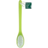 EcoTools Buff + Polish Bath Brush, Shower Brush, 1 Count | Reach your back easily, back brush for shower with dual-sided cleanse and exfoliating, long handle, hanging ribbon, hygiene