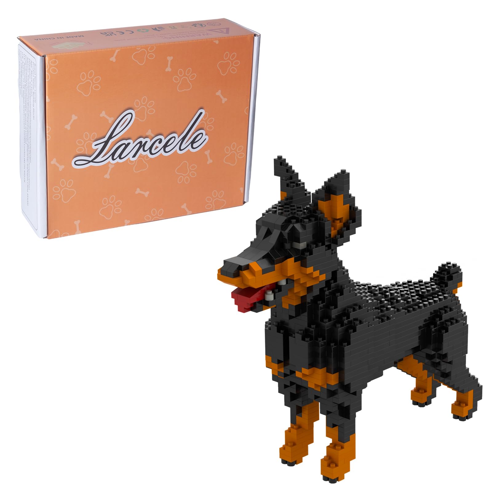 Larcele Mini Building Blocks Animal Set, DIY Micro 3D Building Toy Bricks,957 pcs KLJM-05 (Dobermann)