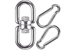 WAREMAID Swing Swivel, Stainless Steel Swivel Ring Double Ended Swivel Eye Hook with 2 Snap Hooks for Web Tree Swing, Swing Spinner Hanger, Heavy Bag, Aerial Silks Swivel, 1,200 lbs