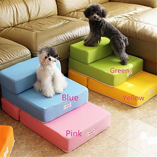 Mltao L26.3” x W15.3” x H7.8” 2 Levels Easy Step dog stairs Removable Fabric Cover Blue