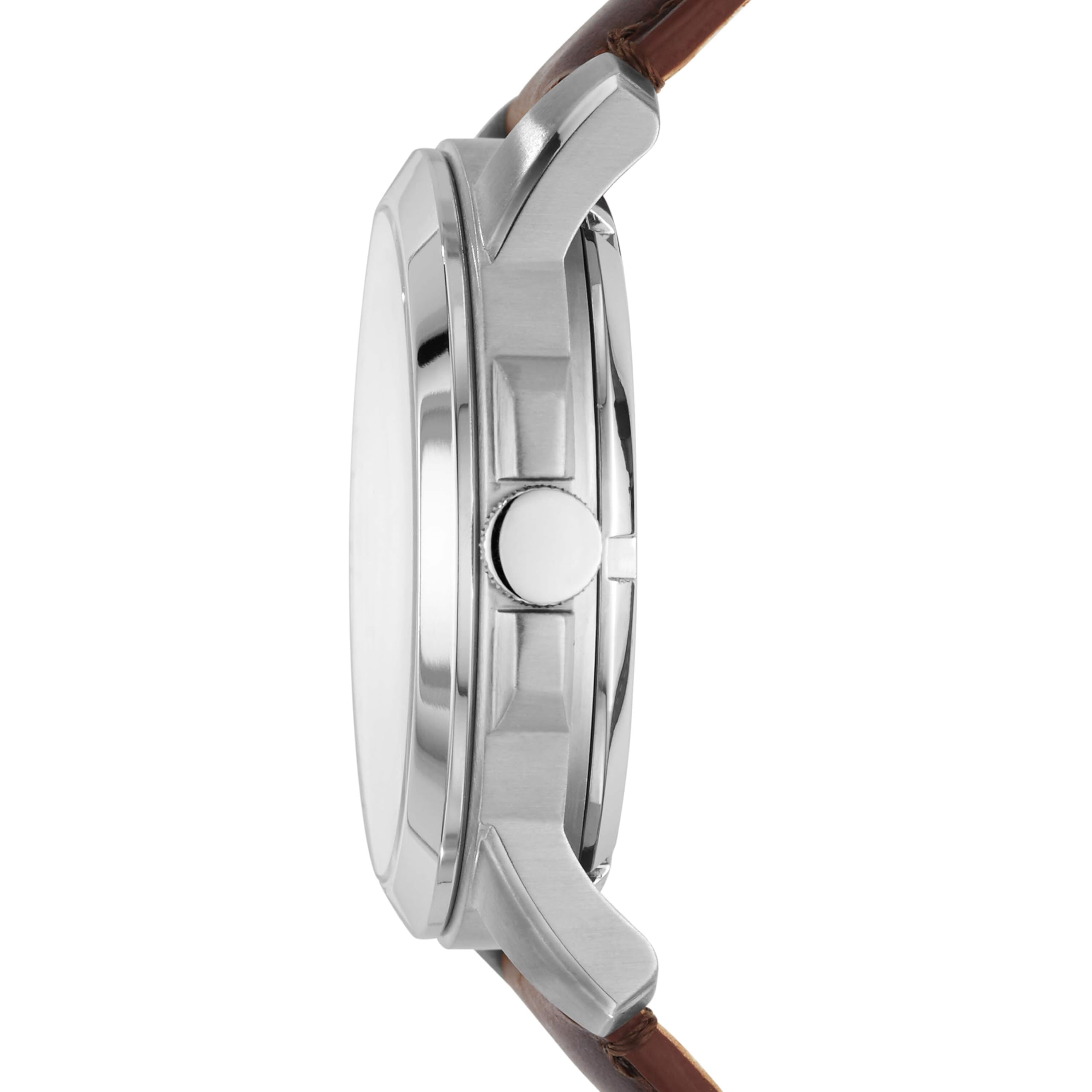 Fossil Herrenuhr Grant, mechanisches Automatikwerk, 45mm Silbernes Edelstahlgehäuse mit Lederarmband, ME3099 3