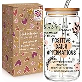 Qubereeree Positive Daily Affirmations Gifts for Women, Mental Health, Funny Sobriety, Self Love, Inspirational Encouragement Cup, Self Care Motivational Gifts for Mom Friend Sister Coworker