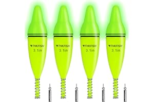 THKFISH 4PCS LED Lighted Fishing Bobbers Fishing Floats for Night, Spring Bobber Float Saltwater Freshwater Lighted Floats Glow for Crappie Walleye Catfish