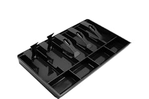 RIVER-CJ Cash Register Drawer Insert Tray Organizer with 5 Bill/4 Coin Compartments for Money Storage, Black